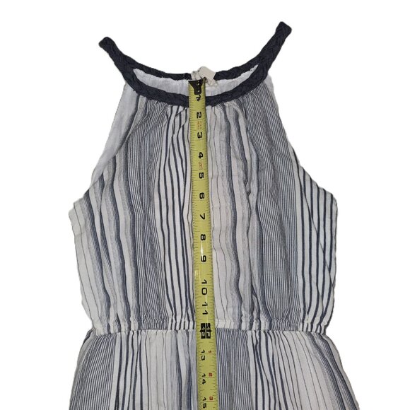 Japna Blue & White Halter Maxi Dress Ruffled Hem Elastic Waist UnderSkirt Sz M - Picture 10 of 12